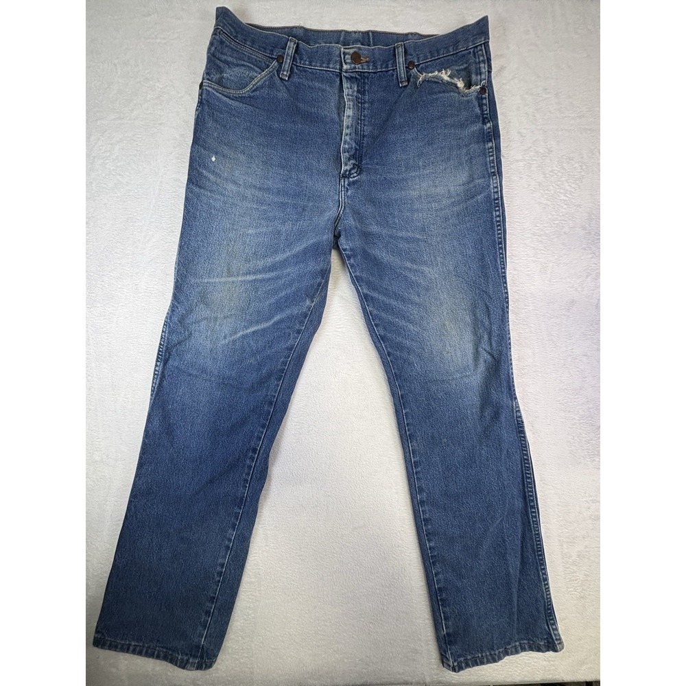 Vintage Wrangler 936PWD Cowboy Cut Slim Fit Blue Jeans USA Made MSR W36 L32